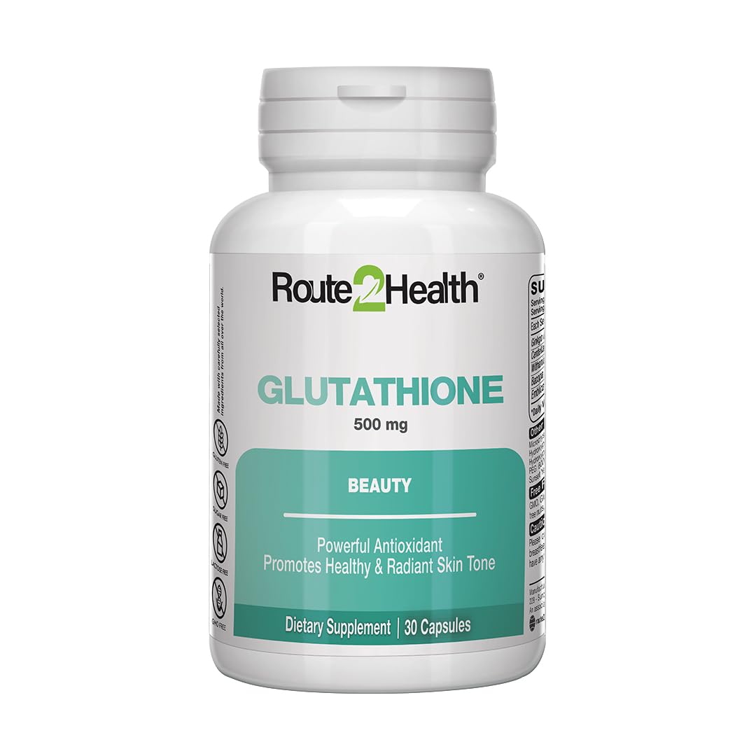 Glutathione – 30 Capsules, Antioxidant Support for Skin Brightening – Contains 500 mg Glutathione for Skin Glow, & Immune Function.