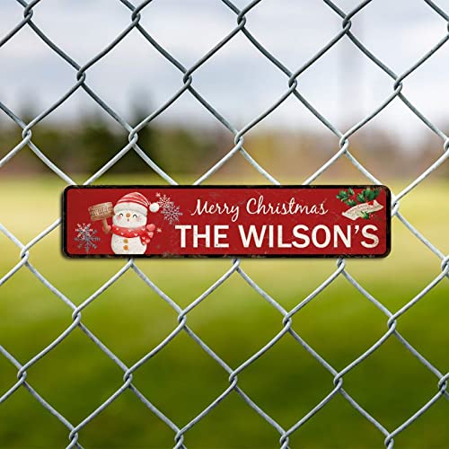 Wodevor Outdoor Signs And Decor Merry Christmas Customized Street Sign 4X18 Inch Personalized Baby 1St Christmas Tin Sign Retro Style Sign Hanging Wall Plaque Kitchen Tin Signs #TOP7