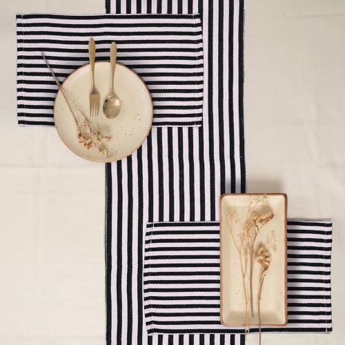 Image of THE HOME TALK Designer Placemats and Table Runner Set,5 Piece Dining Table Linen Set, Machine Washable Velvet Fabric,4 Placemats (13 x 19 Inches) 1Table Runner(14 x 72 Inches)