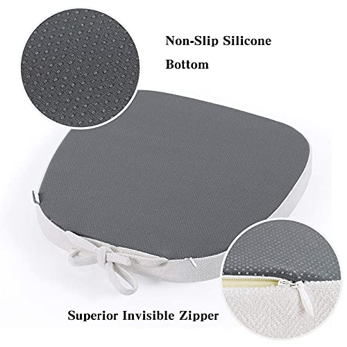 Image of baibu 14x14 Memory Foam Metal Chair Cushions Set of 2, Dual-Layer Design Non-Slip Metal Dining Chair Pads Kitchen Seat Cushion with Machine Washable Cover, 2 Counts, White