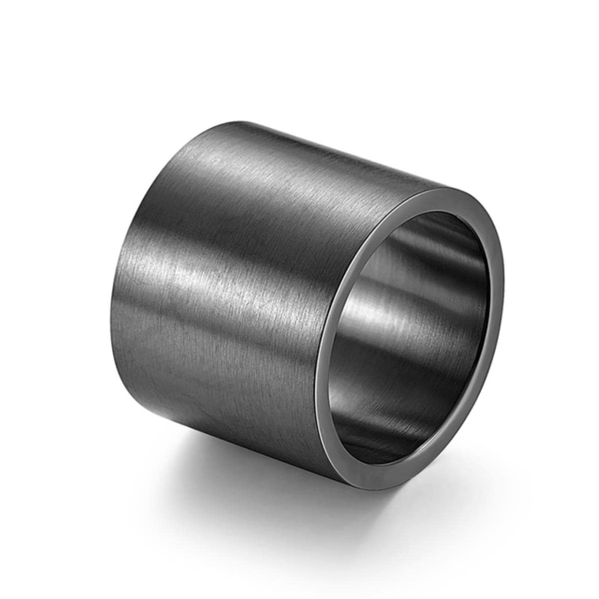 YAHOYAYAHOYA Anillo Vintage para Hombres 19 mm de Ancho Anillo Grande de Acero Inoxidable Anillo de Boda Pulgar Acabado Mate Oro Negro Plata Color Anillo Grande