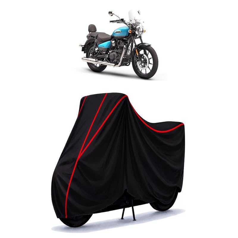 Image of Royal Meteor 350 Fireball Water Resistant Bike Cover for All Motorcycles & Rain | Heavy Duty Taffeta Fabric | UV Protection, Dustproof, Scratchproof | All Weather Two Wheeler Cover with Elastic Bottom