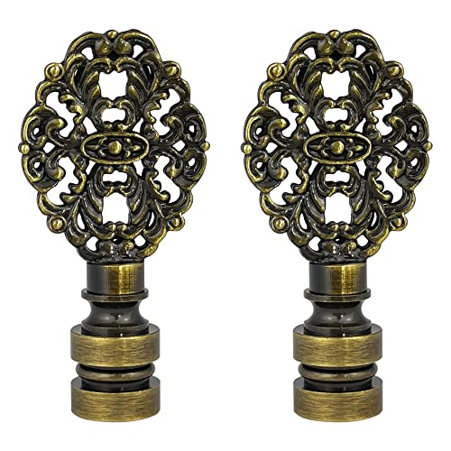 Image of Royal Designs, Inc. Oval Filigree Finial For Lamp Shade, Antique Brass - Pack of 2