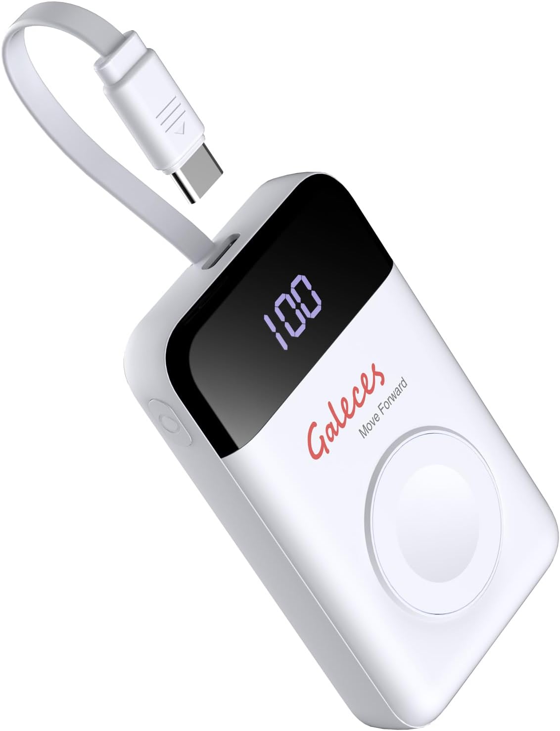 Mini Portable Charger for iPhone, Apple Watch Series, 3000mAh Wireless Magnetic Charger USB C Cable in&Out Fast Charging Travel Power Bank for iPhone iWatch, Samsung(White)