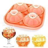 Whaline Fall Pumpkin Ice Molds Tray 3D Pumpkin Silicone Ice Maker Mould Pumpkin Shape Whiskey Brandy Ice Mould Tray for Autumn Thanksgiving Party Supplies Holiday Bar Beverages Decoration
