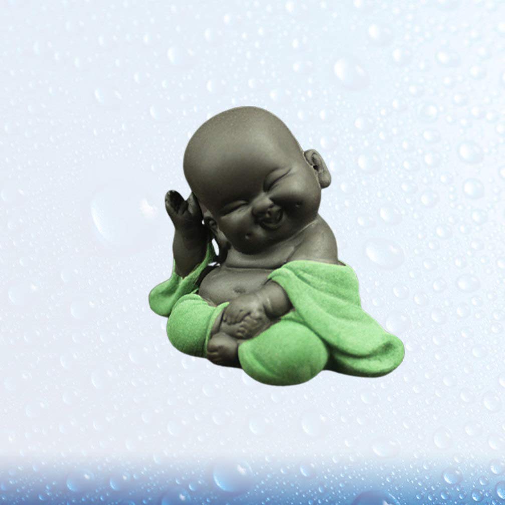 HEALLILY Estatua De Buda Maitreya De Cerámica Tallada a Mano con Base Antideslizante para Decoración del Hogar Escritorio Y Mesa De Té Figura Budista Verde Claro para Ceremonias De Té Y Regalos