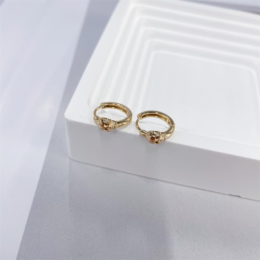 Gothic Skull Hoop Earrings for Women Men Stainless Steel Gold Plated Punk Personalized Skeleton Huggie Hoop Halloween Party Hypoallergenic Fashion Jewelry - Image 3