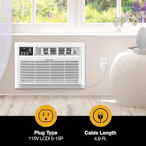 Image of Whirlpool 8,000 BTU Through the Wall Air Conditioner, 115V, Cools up to 350 Sq. Ft. for Living Room, Bedroom, Kitchen with Dehumidifier and Remote Control, White
