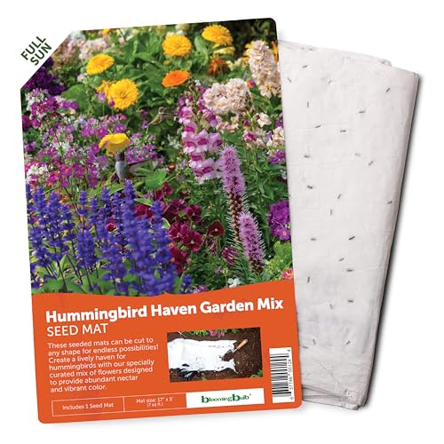 Seed Mat - Easy to Plant and Grow Garden Seeds - Creates Fragrant Vibrant Flower Garden (Hummingbird Haven Flower Garden - 1 mat)
