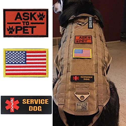 Tphon Service Dog Patch in Training Embroidered Patches for Vest Harness Backpack K9 Morale Badge Hook & Loop Outdoor Tactical Dog Molle Vest Camouflage Harness