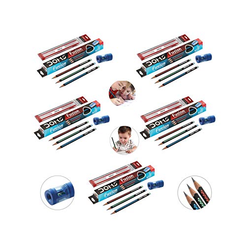 DOMS Fusion Xtra Super Dark Pencil School Stationary Rubber Tipped Graphite for Kids, Boys & Girls (Pack of 30,40,50,100)