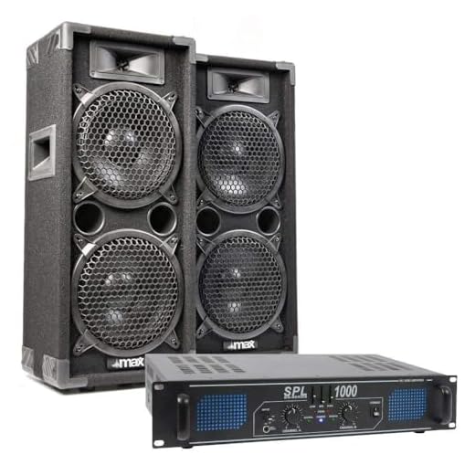 Max MAX28 - Pack de Altavoces para DJ, Incluye Amplificador, Amplificador de 1000 vatios, 2 Altavoces con Amplificador MAX28, Altavoces para Discoteca PA, Sistema de Altavoces para Discoteca DJ