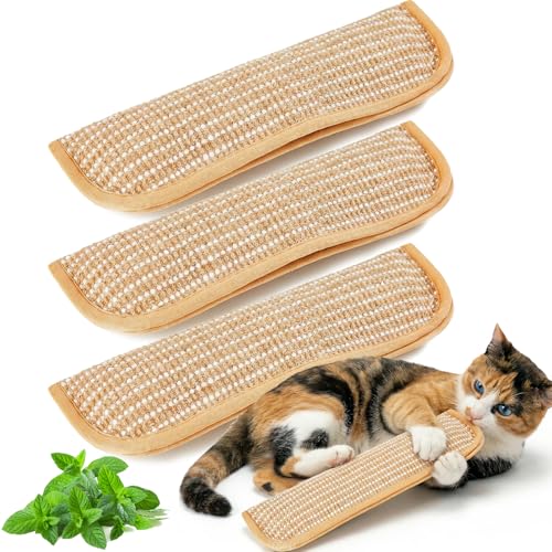 3Pcs Organic Catnip Pillows for Indoor Cats - 10000mg A+ Catnip Sisal Scratcher Mat Durable Teething Toy for Aggressive Chewers Boredom Anxiety Relief (3Pcs Small)
