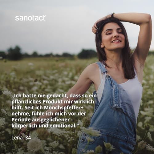 sanotact Mönchspfeffer Tabletten hochdosiert – 15 mg Vitex Agnus Castus – mit Vitamin B6, Magnesium & Pantothensäure – zur Regulierung der Hormonaktivitäten – vegan – 60 Tabletten – Made in Germany