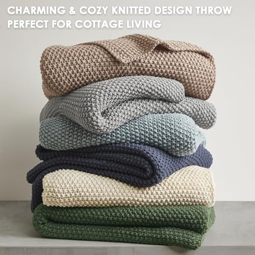 Image of Ink+Ivy Bree Knit Throw Blanket for Bed, Sofa, and Couch, Lightweight, Breathable, Soft & Cozy Summer Blanket, Throw (50 in x 60 in) Brown