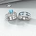 TWO RINGS Wedding Ring Sets His And Hers Promise Ring Couples Bridal Sets Women 925 Sterling Silver Heart Blue Opal Man Stainless Steel Wedding Band