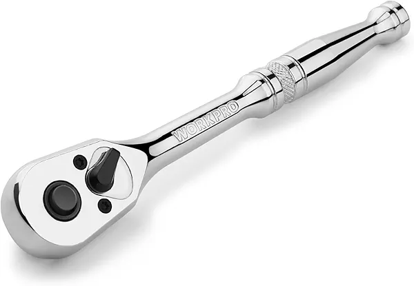 WORKPRO 1/4-Inch Drive Ratchet, Quick-Release Reversible Ratchet Wrench, 72-Tooth 1/4 Drive Ratchet Handle, Chrome Alloy Made, Cr-Mo Head, Full Polished 1/4"