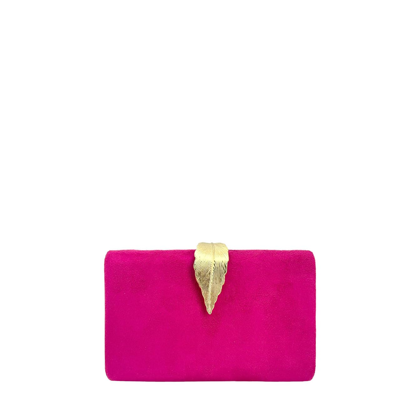 MODELISA Bolso Clutch Cartera De Mano Hoja Cadena Hombro Fiesta Noche Boda Evento Novia Mujer (Fucsia)