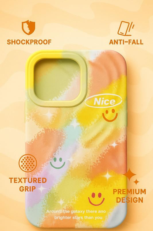 Image of COVERLY for iPhone 14 Plus 3D Trendy Colorful Smiley Rainbow Phone Case, Luxury 3D Textured Retro Cute Inspirational Quote Artistic Cool Design -Aesthetic Princess Cover for Apple iPhone 14 Plus