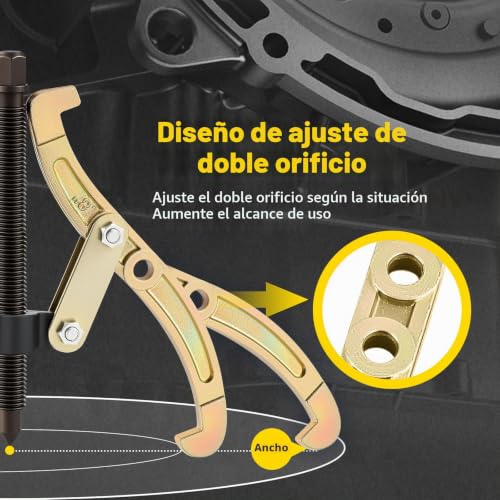 Extractor de rodamientos ajustable para desmontar poleas gripadas y engranajes fijos 5