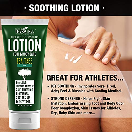 Oleavine Tea Tree Oil Lotion With Neem Oil For Foot & Body - Helps Soothe Skin Irritation And Fight Body Odor Theratree #TOP3