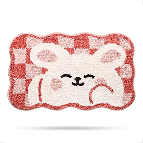 Cute Bathroom Rug Mat, Extra Soft Absorbent Bath Rug, Non-Slip Comfortable Bath Mat, Carpet for Tub, Shower, Bath Room, Machine Wash Dry, 16"x24", Rabbit Cover