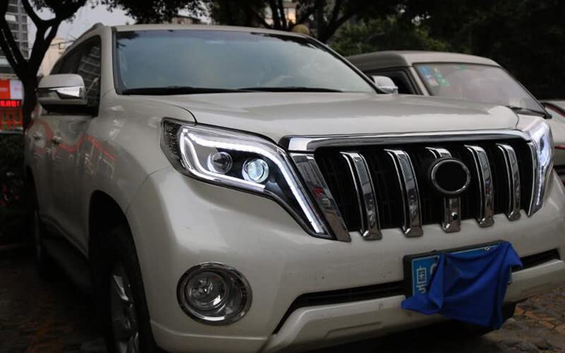 Car Lights Assembly For Toyota Prado 2014-2017 LED Headlights DRL Turn Signal High Beam Angel Eye Projector Lens (led bulb)