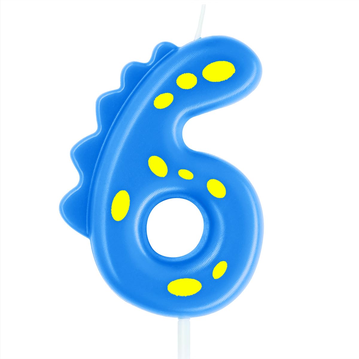 Eusbon Blue Number 6 Blue Birthday Candle 6, 7Cm Birthday Candle For Dinosaur Theme Party Cake Topper For Cake Decor