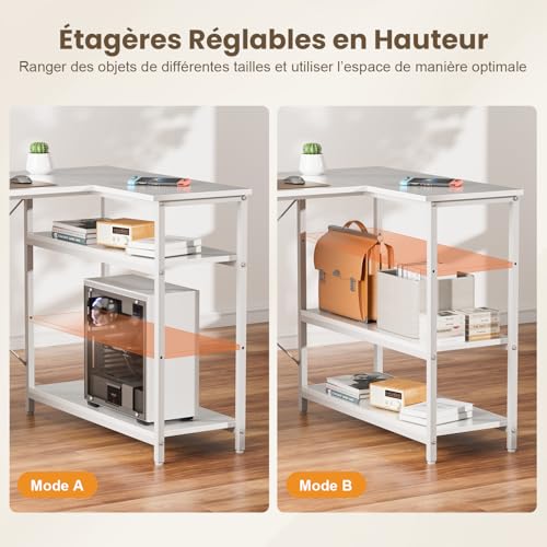 Bureau d'angle avec rangement pour petits espaces et angles de pièce - 6