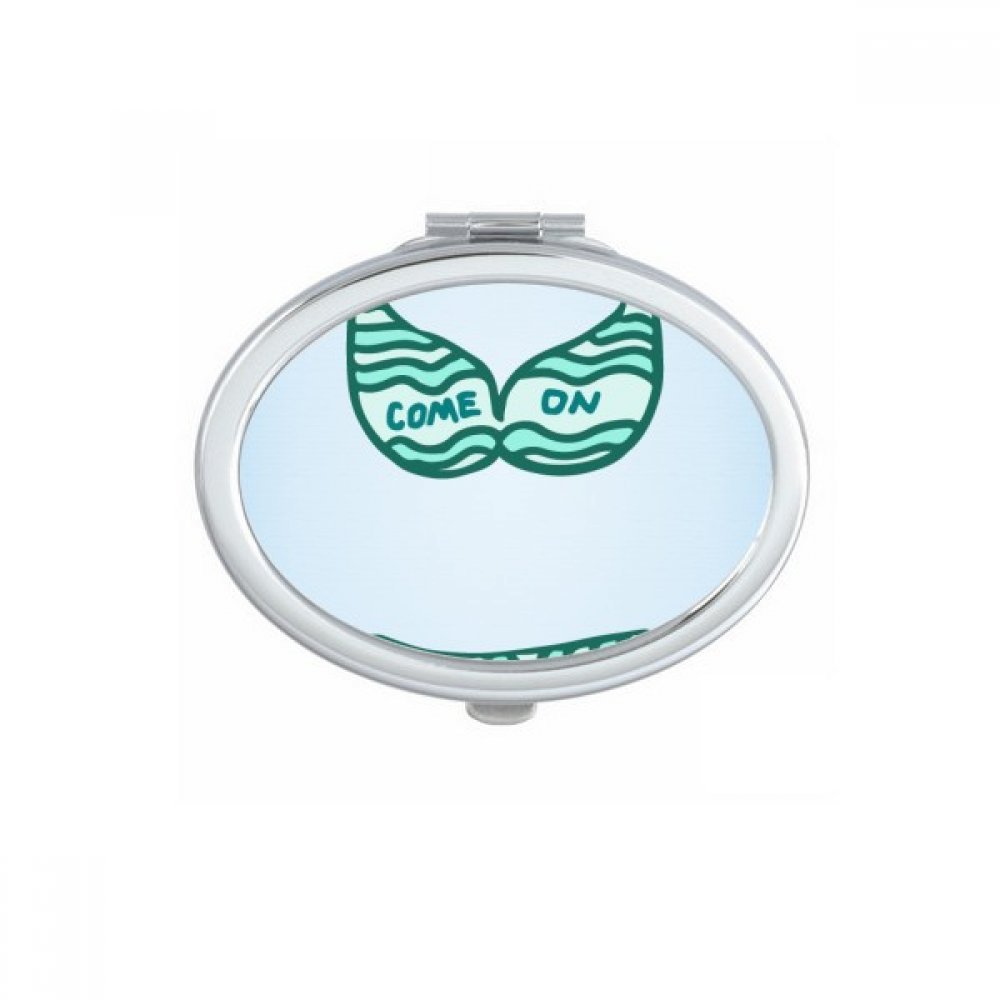 Cadeau Miroirs de Poche Vert avec Illustration Originale Ovale pour Anniversaire