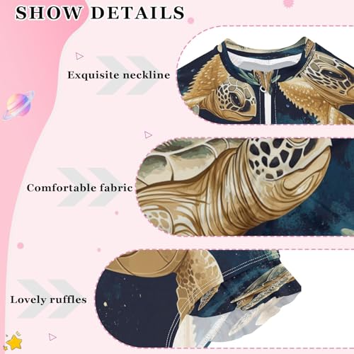 QUGRL Girls Rash Guard Bathing Suit Long Sleeve One Piece Swimsuits UPF 50+ Toddler Kids Zipper Swimwear 3-12 Years4