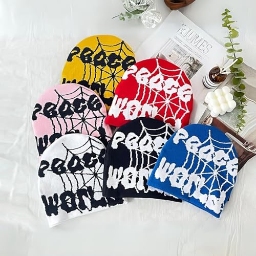 Y2K Beanie Hat for Men & Women Trendy Soft Stretchable Winter Cap, Spider Web Design Cold Knit Weather Accessory4