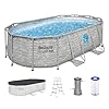 Bestway Power Steel Swim Vista 14’ x 8'2" x 39.5” Above Ground Pool, Oval Metal Frame Outdoor Swimming Pool Set with Filter Pump, Ladder, and Cover