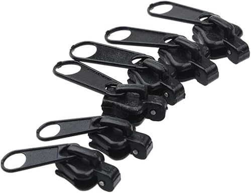 6 Pcs Black Zipper Repair Kit Universal Instant Zipper Fixer with Metal Slide Fix Any Instantly 3 Different Zipper Sizes Sewing Metal Zipper Repair Kit Fasteners