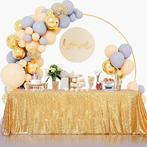Image of B-COOL Gold Sequin Tablecloth Birthday Table Cloths for Parties Rectangle Wedding Tablecloth Sparkly Sequin Fabric Tablecloth Christmas 90x90inches