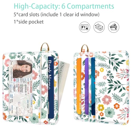 Image of Slim Minimalist Front Pocket RFID Blocking Credit Card Holder Small Wallet Cute Card Cases for Women,Green Leaves