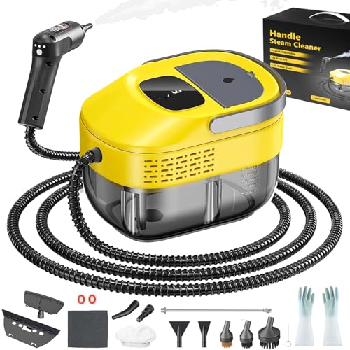 2026 New 3 Level Adjustable Pressurized Handheld Steam Cleaner for Home 10s Heat-Up Handheld Steamer for Cleaning 1.6 Qt Tank Portable Steam Cleaner Handheld for Car (1 yellow)