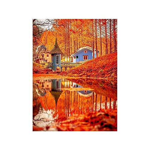 Diamond painting paysage d'automne kit complet de broderie diamants grand format 40x80cm
