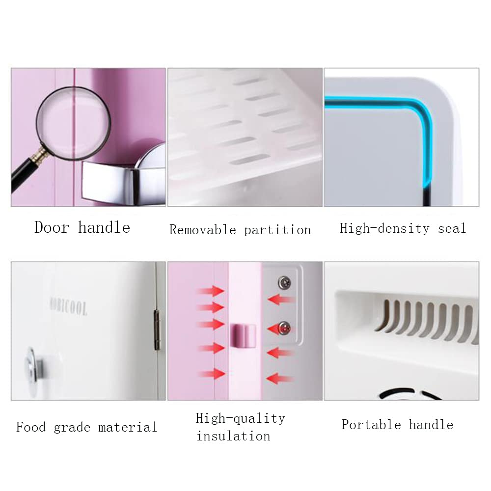 XIAOLIN Mini Lodówka, Lodówka Car Lodówka Cooler & Warmer Mini Lodówka 5 Litr / 6 Czy Chłodnica Elektryczna I Cieplejsza Przenośna Mini Lodówka Do Samochodu I Domu(Color:02)