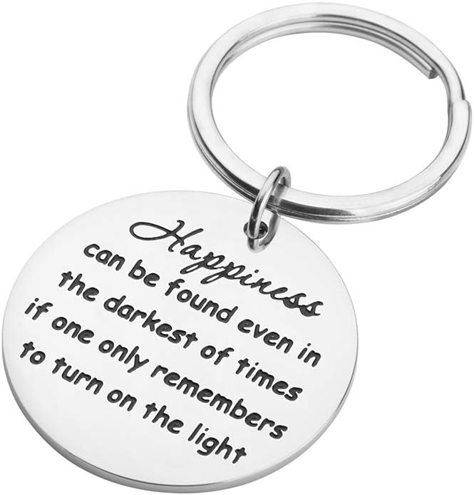 Inspirational Keychain Gifts for Women Men, Motivational Gift for Teen Girls Best Friend,Encouragement Gift for Kids, Birthday Graduation Key Ring Jewerly for Harry Potter Fans Happiness can be Found