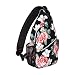 MOSISO Sling Backpack, Multipurpose Crossbody Shoulder Bag Travel Hiking Daypack, Black Base Rose