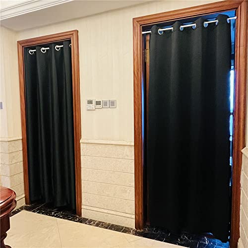 Wpkira Grommet Top Blackout Black Solid Doorway, Room Darkening Thermal Insulated Curtain Drape For Doors Windows 1 Panel W39 X L78 Inch #TOP3