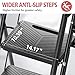 KINGRACK Folding 5 Step Ladder, Portable Ladder for Multi-Purpose, Home, Kitchen, Heavy Sturdy Steel Step Stool with Anti-Slip Wide Pedals, Handrail, Safe-Lock Design, Pass 500lbs Load Testing, Black