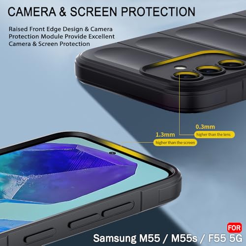 Image of TheGiftKart Liquid Silicon Back Cover Case for Samsung Galaxy M55 / M55s / F55 5G | Shockproof Military Grade Protection | Micro-Fibre Cloth On Inner Side | Built-in Anti-Slip Grip Cover (TPU, Black)