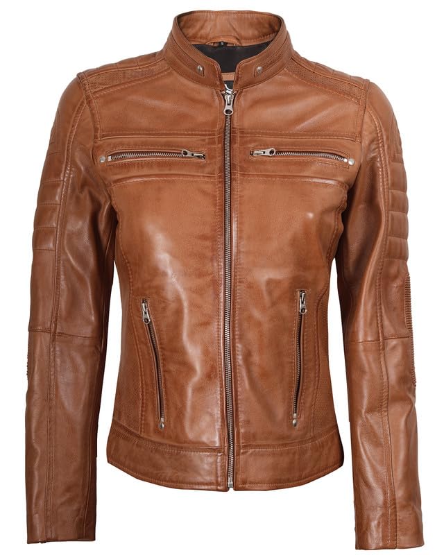 Blingsoul Cafe Racer Leather Jacket Womens - Real Lambskin Leather Jackets for Women3