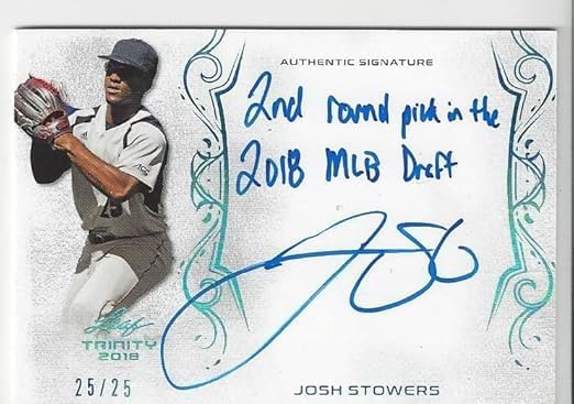 Josh Stowers Autographed & Serial Numbered Rookie Card #2/25 Collectible Baseball Card - 2018 Leaf Trinity Baseball Card #A-JS2 (Mariners)