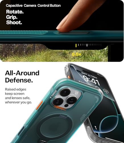 Image of TORRAS Ostand Q3 Air for iPhone 16 Pro Max Case with 360 Magnetic Stand, Fit for MagSafe, Military Grade Drop Tested, Camera Control Button, Shockproof Phone Case for iPhone 16 Pro Max 6.9 inch, Blue