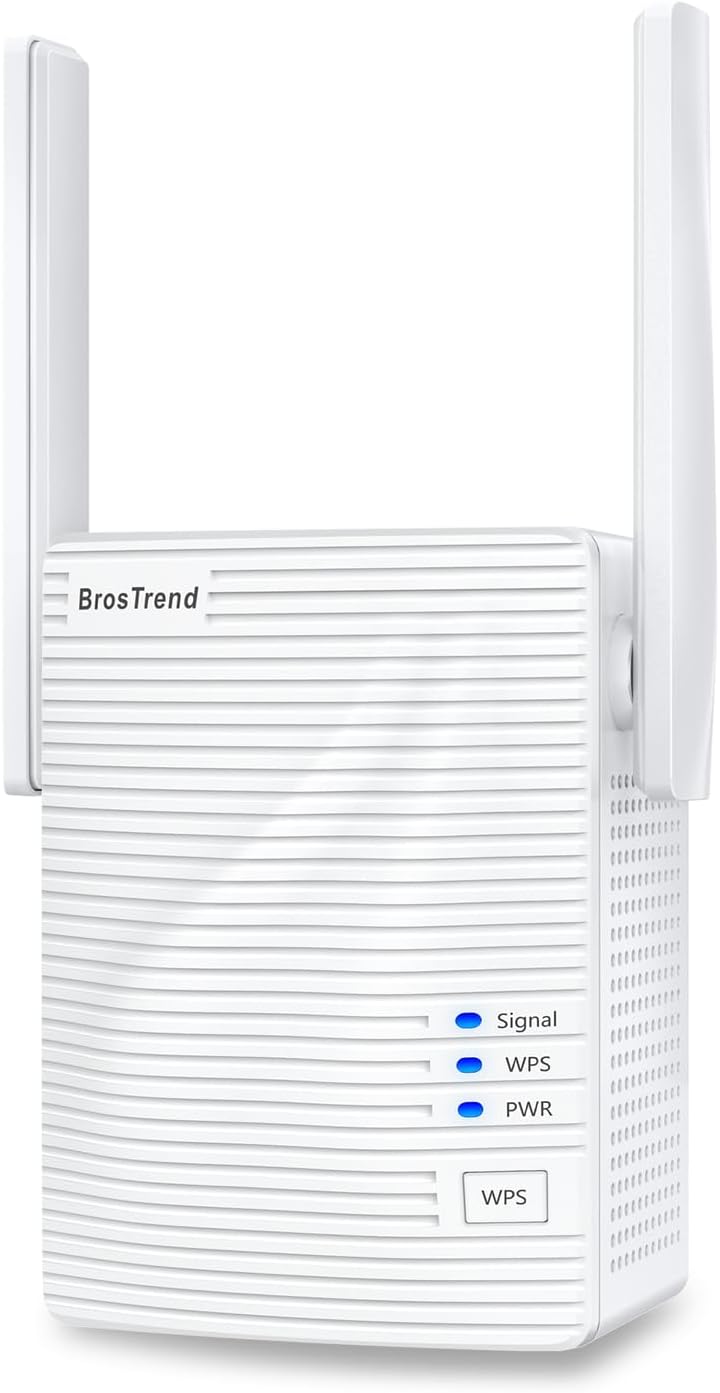 AC1200 WiFi Booster Range Extender, WPS Easy Setup WiFi Extender, 1200Mbps Wireless Signal Repeater, 1 Ethernet Port, Access Point, Wi-Fi Bridge, Dual Band of 5GHz & 2.4GHz, UK Plug