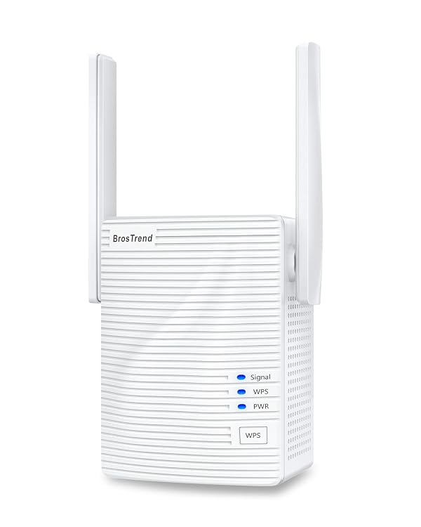 BrosTrend WiFi Extender AC1200 WiFi Booster and Signal Amplifier, 1200Mbps Dual Band WiFi Extender Signal Booster for Home Coverage Up to 1600 sq.ft. Internet Booster, WPS Easy Setup, Wall Plug Design by BrosTrend - Used condition - US$35.99