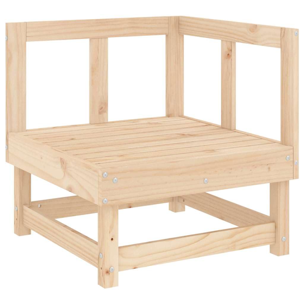 Sofá esquinero de jardín 2 piezas de madera maciza de pino con diseño de listones robustos para terraza y balcón, cómodo respaldo, estructura modular para combinación de salón flexible,